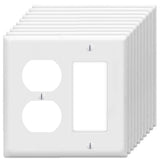 Duplex Outlet/Decorator Rocker Light Switch Wall Plates 2-Gang Switch Outlet Electrical Cover Plate Unbreakable Thermoplastic Fa