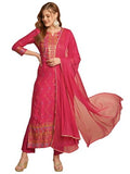 Anni Designer Women'S Cotton Blend Straight Printed Kurta With Pant & Dupatta (Kamita Pink-Nw_L_Pink_Large),Pink,L
