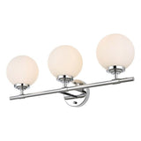 Living District Ansley 3-Light Iron & Glass Bath Sconce In Chrome/Frosted White
