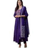 Gosriki Women'S Rayon Viscose Embroidered Anarkali Kurta With Pant & Dupatta (Kanota Blue-Vks05-Gs_S_Blue_Small),Blue,,B0DV4CQX9H