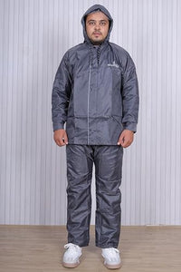 Toplot Rain Coat For Men Waterproof Raincoat With Pants Polyester Reversible Double Layer Rain Coat For Men Bike Rain Suit Rain Jacket Suit Inner Mobile Pocket With Storage Bag (Raincoat-Grey-Xl),Grey,,B0C8JCN93H