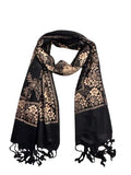 Elegant Scarf Studio WomenS Traditional Floral Print Satin Scarf | Soft & Lightweight Ethnic Stole With Tassels | Premium Daily 
