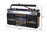 Supersonic Sc-3201Bt 4 Band Radio & Cassette Player Boombox, Bluetooth Speaker, Am/Fm/Sw Radio With Mp3 Playback, Usb & Sd Card,