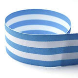 USA | American Made 7/8 Baby Blue & White Taffy Striped Grosgrain Ribbon - 100 Yards