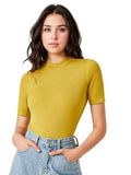 Kotty Women'S Slim Fit Half Sleeve Ribbed T-Shirt(Yellow_S)