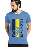 Adro Men'S Bike Rider Printed Cotton T-Shirt (Rn22-2-Bik-Sk_Skyblue_S)
