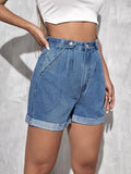 Kotty Women'S High-Rise Denim Shorts(Blue,M)