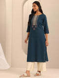 Libas Women'S Cotton Blend Yoke Design Regular Kurta (98215Oc_Navy_3Xl)