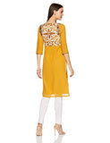 W For Woman Women'S Satin Straight Kurta (15Aus11007-56752_White And Yellow_16_White, Yellow_2Xl)