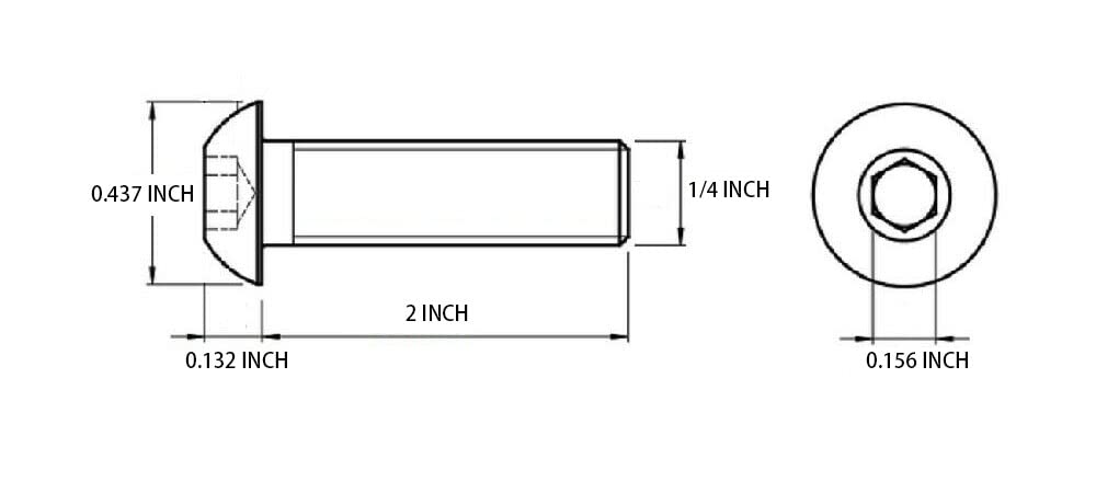 1/4-20 x 2 Inch Socket Head Cap Screws Bolts,Stainless Steel 18-8 (304),Allen Socket Drive,Fully Threaded,10 PCS