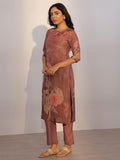 Libas Women'S Silk Blend Kurta Set (400294 Brown S