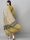 Anni Designer Women'S Cotton Blend Straight Printed Kurta With Pant & Dupatta (Stamp Green_M_Green_Medium),Green,M,Cotton Blend,Regular,Dupatta