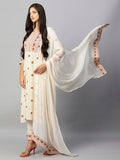 Anni Designer Women'S Cotton Blend Straight Printed Kurta With Pant & Dupatta (Bakhshi Cream_Xxl_Cream_Xx-Large),Cream,2XL,Cotton Blend,ANNI DESIGNER Women's Cotton Blend Straight Printed Kurta with Pant & Dupatta (Bakhshi Cream),Kurta, Scarf