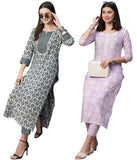 Anni Designer Women'S Calf Length Printed Straight Kurta With Pant Pack Of 2 (Combo-Sachi-Mukh_Multicolor_Small),Multicolour,S
