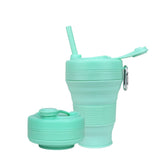 CYNROFVEN Silicone Coffee Cup with Straw lid Collapsible Cups for Traveling 20oz Lightweight Folding Water Mug for Picnic Hickin