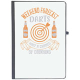 Udnag Ruled Notebook Diary Dart | Weekend Forecast Darts Whit A Chance Of Drinking, [A5 80Pages 80Gsm]