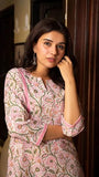 Fabnex Cotton Blend Kurta Set For Women | Women Kurta | Women Kurta Sets Kurtis | Women Kurta Pant Set | Women Kurta Pant Set Women Kurti Set With Pant (K-46-47) (S, Pink)