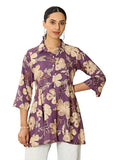 Libas Women'S Viscose Rayon Floral A-Line Kurtis (29669_Multicolour_L)