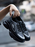 Shoetopia Women'S Block Heel Sneakers Black,Black,8,B0BT1Z6CCK