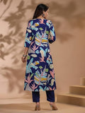 Anni Designer Women'S Rayon Blend Straight Printed Kurta With Pant (Jonaki Navy Blue_L_Navy Blue_Large),Navy Blue,L,Rayon Blend,Regular,Kurta