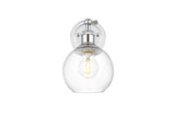 Living District Kai 1-Light Metal & Glass Bath Sconce In Chrome/Clear