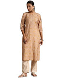 Libas Women'S Silk Floral Straight Kurta (29221 Yellow