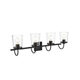 Living District Avani 4-Light Iron & Glass Bath Sconce In Black And Clear