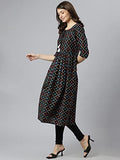 Gosriki Women'S Polycotton A-Line Printed Kurta (Badshah Black_M-Go_Black_Medium),Black,,B09VFFWX4D