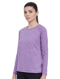 Enamor Athleisure Women's Synthetic Long Sleeves Scoop Neck Slim Fit Quick Dry 4 Way Stretch Antimicrobial Active Tee with Reflective Graphic- E189(E189-Orchid Glaz Melange-XL),Orchglzmel/Free Mind