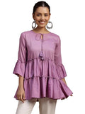 Libas Women'S Silk Blend Embellished Regular Kurti (29141 Lavender