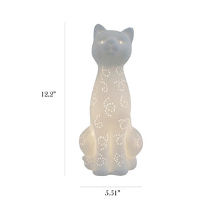 All The Rages Lt3056-Wht Simple Designs White Porcelain Kitty Cat Shaped Animal Light Table Lamp