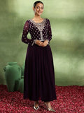 Libas Women'S Georgette Embroidered Kurta Set (49025 Purple Purple 2Xl