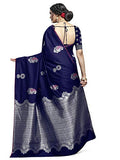 Shiv Textiles Women'S Banarasi Silk Saree (Zm01 Navy Blue_Dark)