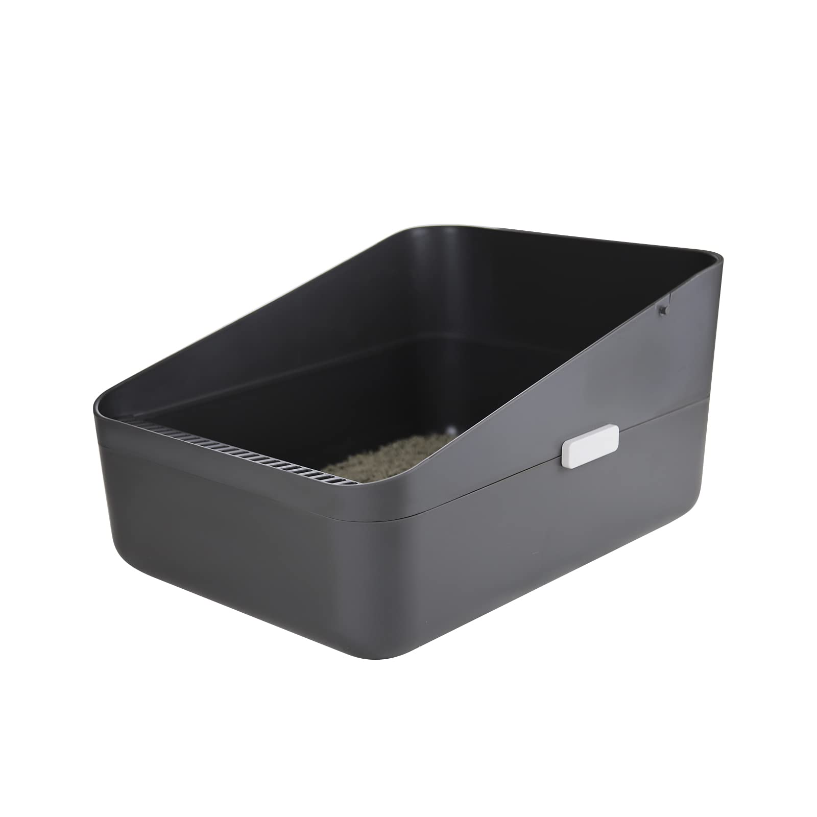 Sfozstra Open Litter Box, High Side Sifting, Secure and Odor Control, Removable, Easy to Clean for Cats Up to 8 Pounds (Black Sm