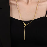 Gold Snake Chain Necklace for Women 18K Gold Plated Stainless Steel Adjustable Lariat Design (54cm+5cm)  Animal Pendant Jewel
