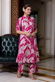 Anni Designer Women'S Rayon Viscose Straight Printed Kurta With Palazzo (Diboli Pink_Xl_Pink_X-Large),Pink,XL,Rayon Blend,Classic,