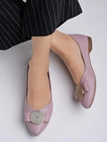 Shoetopia Women'S Mauve Ballet Flats Textured Slip-On Bellies With Decorative Bow & Gold Button | Elegant Casual & Office Eu38,Mauve,5,B0CVBD32PZ