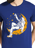 Adro Astronaut Graphic Design Mens Printed T-Shirts (Rnr-M-Moon-Rb_Royal Blue_2Xl)