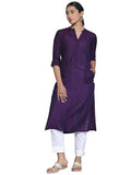 Libas Women'S Silk Woven Design Straight Kurta (268790R Purple