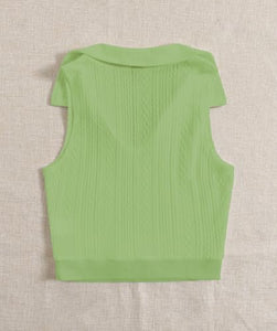 Toplot Women'S V-Neck Solid Textured Tank Top (Collar-Tank-Top-5193-Pista-M),Green,,B0DF1W3GD3