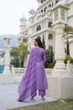 Gosriki Women'S Rayon Blend Solid Straight Kurta With Pant & Dupatta (Raja Saab Purple-Vks05-Gs_3Xl_Purple_Xxx-Large),Purple,3,B0DRNN9GLH