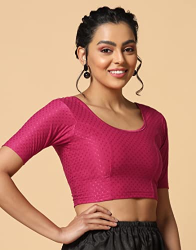 Toplot Cotton Blend Lycra Stretchable Readymade Blouses Pack Of 2 (Combo-5058-Rnp-Rnp-40),Rani Pink-Rani Pink,40,B0CV58YGB7