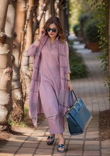 Anni Designer Women'S Rayon Blend Solid Straight Kurta With Pant & Dupatta (Raja Saab Purple-Vks12_S_Purple_Small),Purple,S,Rayon Viscose,Regular,