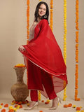 Gosriki Women'S Rayon Blend Straight Embroidered Kurta With Pant & Dupatta (Sharbati Red-Gs_Xl_Red_X-Large),Red,,B0DJD1B23B