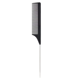 1 Pack Professional Carbon Steel Tail Combs Heat Resistant With Metal Pick, Anti Static Black Styling Tail Hair Comb Fine Teeth,