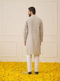 Jompers Men'S Grey Chikankari Embroidered Kurta Pyjama Set. (Grey, L)