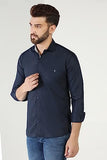 Toplot Men'S Solid Slim Fit Cotton Blend Casual Shirt With Spread Collar & Full Sleeves (Plain-Shirt-5112-Navy-S),Navy,,B0C65R7DDK