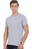 Adro Men'S V Neck Solid Cotton T-Shirt (Vn-M-Pln-Gr_Grey_2Xl)