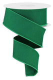 Solid Diagonal Weave Wired Edge Ribbon, 10 Yards (1.5 Inch, Emerald Green)