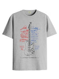Adro Guitar Design Printed T-Shirt For Men - 100% Cotton, Regular Fit, Soft Breathable Fabric | Rn23-M-Gtr-Gr-2Xl Grey